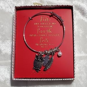 Silvertone Bangle With Charms